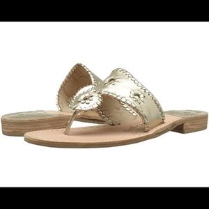 gold, jack roger flat sandals